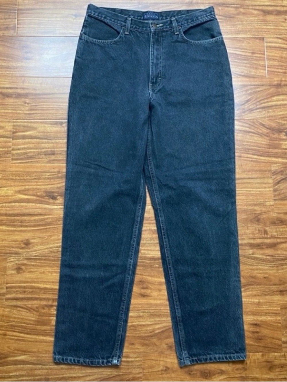 Vintage Basic Editions Women Faded Black High Waist Straight Jean Size 32 Casual